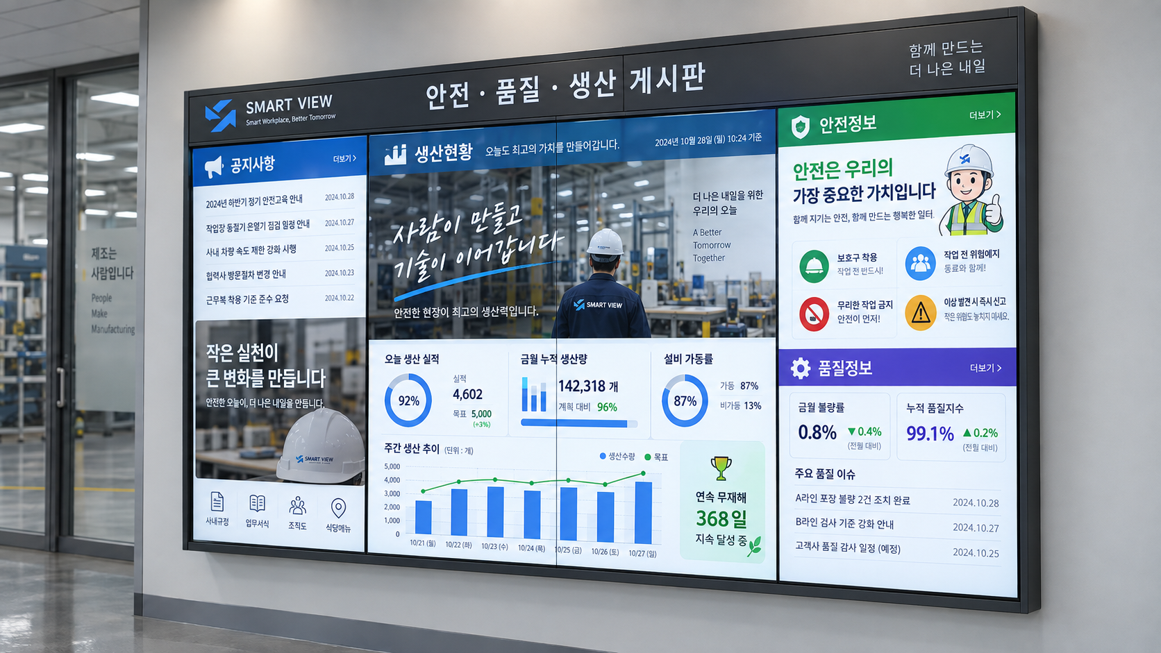 제조 현장 비디오월 게시판 예시 2