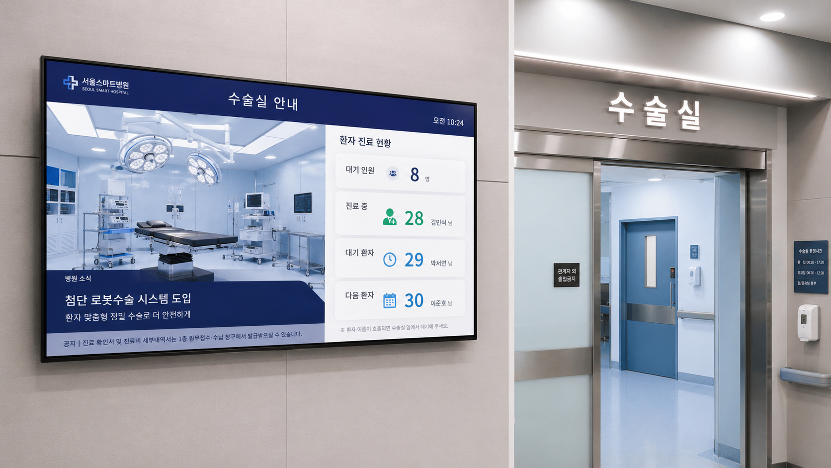 업무별 대기 및 상태 안내 화면 예시